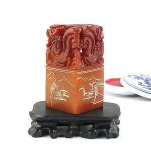 Selo de nome personalizado/escultura de selo de pedra/selo quadrado de pedra chinesa com seu nome gravado à mão/conjunto de selo personalizado