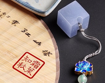Custom Sky Blue Stamp Chinese Traditional Stone Seal Chinese