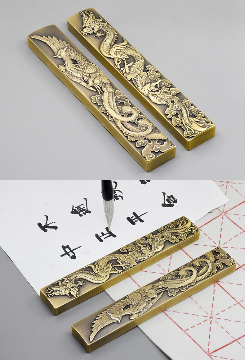 Lettering Weights Collectible Solid BRASS PAPERWEIGHT Chinese Calligraphy Paperweight ...