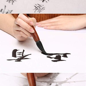Pinceau de calligraphie chinoise aquarelle Kanji Sumi pinceau de dessin manche en bois pinceaux maîtres faits à la main Orientalartmaterial fourniture de calligraphie image 5
