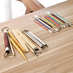 May include: A set of 20 clay sculpting tools, including a variety of shapes and sizes. The tools are made of metal and wood and are perfect for creating detailed designs in clay.