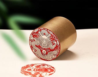 Handmade Brass Chinese Dragon Seal Stamp: Calligraphy, Art