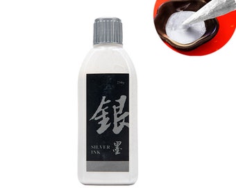 Silvery Chromatic Sumi Liquid Ink for Japanese Brush Calligraphy & Chinese Traditional Artworks