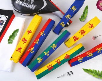 Zhong Yuan Custom Embroidered 4cm Wide Belt for Taekwondo Hapkido Martial Arts/ Karate Belt Judo Kickboxing Ju-Jitsu Shotokan Junior