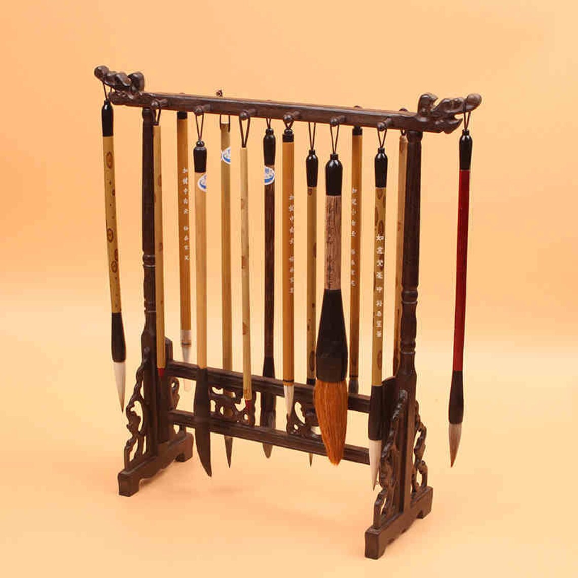 Chinese Brush Holder Wood Penholder Pen Hanging Kanji Brush Etsy