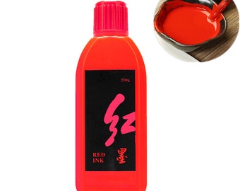 Red Chromatic Sumi Liquid Ink for Japanese Brush Calligraphy & Chinese Traditional Artworks