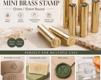 Custom Brass Logo Stamp – Personalized Pottery Branding Tool, Clay Ceramic Soap Wax Seal
