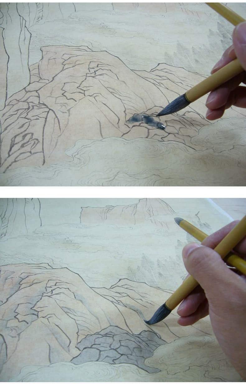 Set di 15 pennelli per calligrafia cinese Kanji, setole di lupo di dimensioni miste, penne per arte giapponese, pennelli per pittura cinese, pennelli da disegno ad acquerello, pennelli con sacchetto