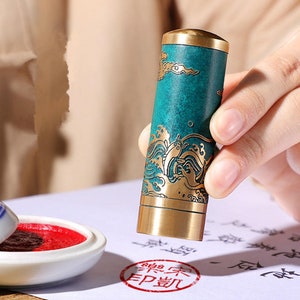 CustomRound Brass Stamp Custom Couple Seal Custom Name Seal Brass Calligraphy and Painting Seal, Book Name Stamp,  (2cm)