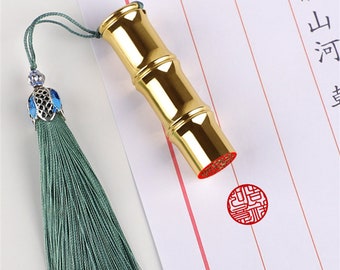 Bamboo Shape Brass Stamp/Custom Metal Stamp/ Personal Chinese Name Stamp /Chinese Symbol /Chinese Art Seal for Calligraphy and Sumi Painting