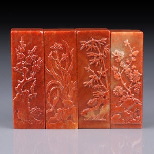 Timbro privato con nome cinese personalizzato, timbro con nome in pietra naturale, timbro calligrafico, arte del sigillo, fiori di pruno, orchidea, bambù, crisantemo