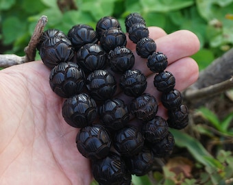 12mm 15mm 18mm 20mm Natural Black Sandalwood Lotus Wooden Beads Mala Beads Buddhism Prayer Loose Mala Bead
