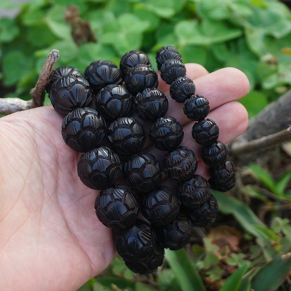 12mm 15mm 18mm 20mm Natural Black Sandalwood Lotus Wooden Beads Mala Beads  Buddhism Prayer Loose Mala Bead