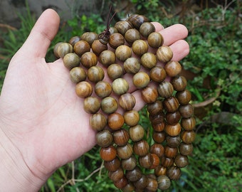15mm/6mm/8mm/10mm/12mm Natural Green Wood 108 Mala , Round Bead  Guru Bead Yoga Buddhism Prayer Mala Beads