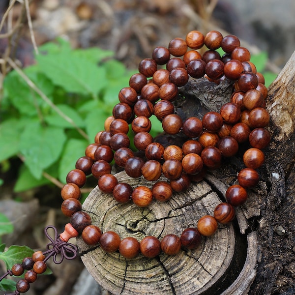 6mm/8mm Natural Wood Red Willow Beads 108 Mala , Round Bead  Guru Bead Yoga Buddhism Prayer Mala Beads