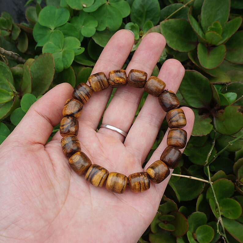 12mm 15mm Natural Huaqinan Sandalwood Wooden Cylindrical Beads Mala Beads Buddhism Prayer Loose Mala Bead image 1