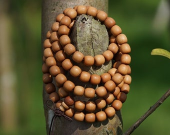 6x8MM  Natural Barbie Aromatic Sandalwood with Amazing Fragrance Barrel  Round Beads Wooden Buddhism India Yoga Malas 108 Mala