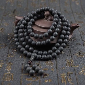 6mm /8mm /10mm/12mm Natural Frosted Sandalwood Beads 108 Mala Beads Buddhism Prayer Mala Beads Necklace/Bracelet