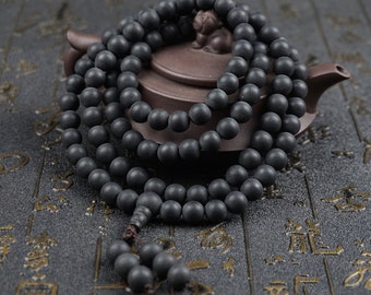 6mm /8mm /10mm/12mm Natural Frosted Sandalwood Beads 108 Mala Beads Buddhism Prayer Mala Beads Necklace/Bracelet
