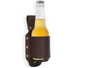 Personalized Leather Beer Holster - Unique Mens Groomsmen Gift Idea