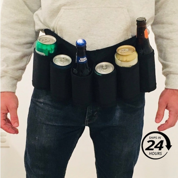 Guy beer gift, Christmas Gift, Hanukkah Gift, Man Gift, Stocking Stuffer Gift, Beer Caddy, Mens Gift, Beer Belt, Beer holster, Unique Gift