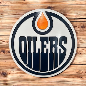 Edmonton Oilers Wood Sign | 23” Round