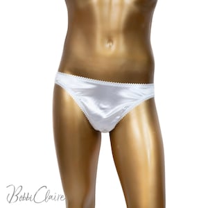 White Stretch Satin, Full Bottom, Brief for Men