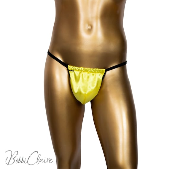 Yellow G-string for Men, Adjustable, Lined, Comfortable Thong 