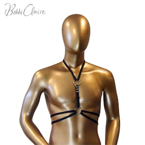 Black Harness, Adjustable, Chest Harness for Men