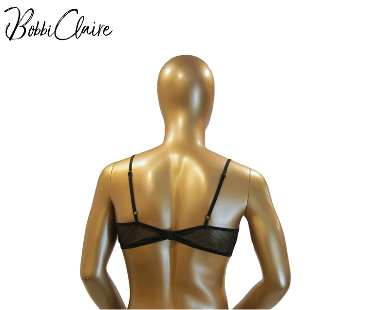 Black Sheer Stretch Mesh Pullover Bralette Adjustable Bra Etsy