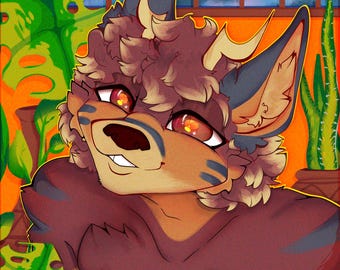 Custom Fursona Headshot Art Commission Digital Art