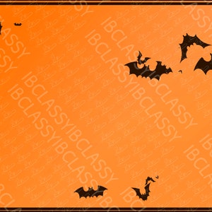 0.50 Halloween Bat Background Spooky Background Orange Spiderwebs cute kawaii Black Seasonal Background