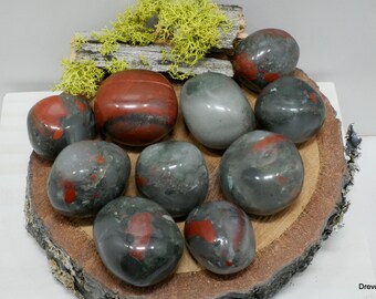 BLOODSTONE Tumbled Stones - Polished - Healing Crystals and Stones