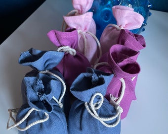 3 Lavendel-Säckchen / Duftsäckchen aus Leinen