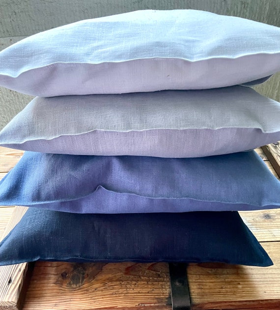 Minka 100% Leinen Kissenbezug in Grau, Hellgrau, Taubenblau, Dunkelblau z. B. 30x30, 30x40, 40x40, 45x45, 50x50…..uva. ab 18,95