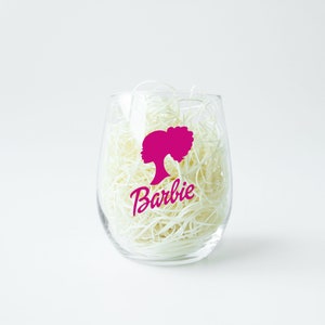 Black Barbie Stemless Wine Glass, Favor