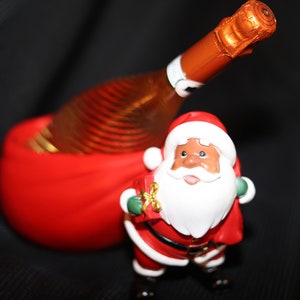 Black Santa Wine Bottle Holder, African American Santa, Christmas in July