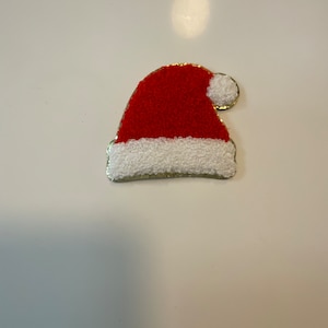 Santa Hat Chenille Iron-on Patch, Christmas