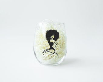 Black Girl Pin Up, Bicchiere da vino senza stelo, Femmina afroamericana, Afro