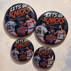 Let’s Go Knicks Button Pin | Mets and Yankees | New York Sports Fan