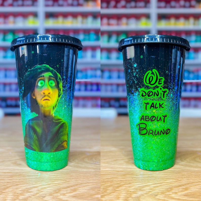 We Don't Talk About Bruno Glitter Reusable Cold Cup | Tumbler 