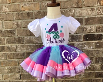 Mermaid birthday Outfit, Mermaid Birthday Outfit, Birthday Tutu, Birthday Set, Birthday, Metmaid, Mermaid Theme