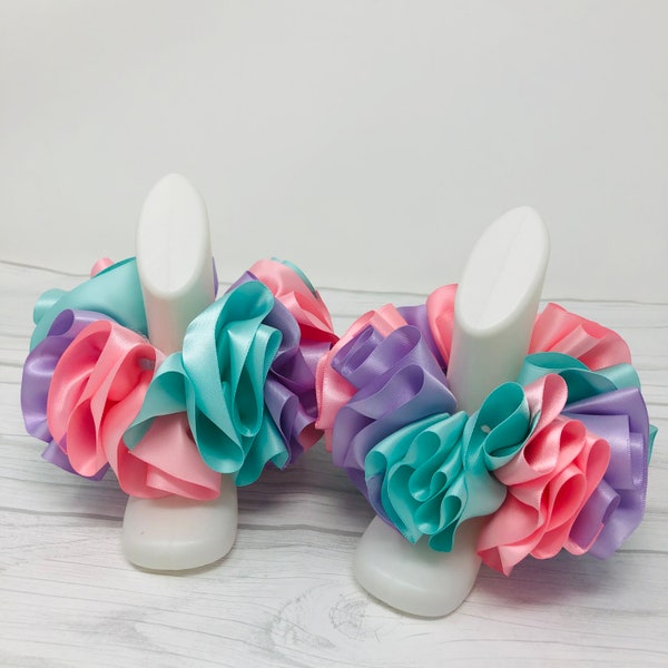 Easter Tutu Socks,Ribbon Tutu Anklets, Tutu Socks, Ruffled Anklets, Christening Socks, Multi Color Socks