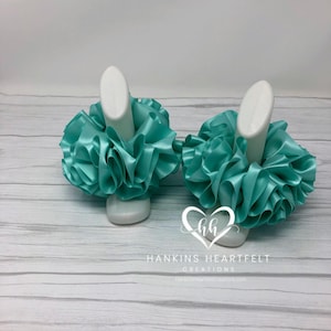 Aqua Tutu Anklets, Ribbon Tutu Anklets, Tutu Socks, Ruffled Anklets, Christening Socks