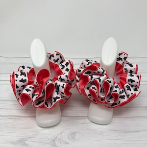 Cow Print, Ribbon Tutu Anklets, Tutu Socks, Ruffled Anklets, Christening Socks, Multi Color Socks