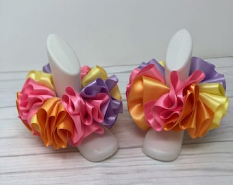 Rainbow Anklets, Easter Tutu Socks, Ribbon Tutu Anklets, Tutu Socks, Ruffled Anklets, Christening Socks, Multi Color Socks