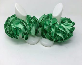 Tornozeleiras com glitter verde e menta, meias de tutu para a Páscoa, tornozeleiras de tutu com fita, meias de tutu, tornozeleiras com babados, meias para batizado, meias multicoloridas