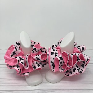 Cow Print, Ribbon Tutu Anklets, Tutu Socks, Ruffled Anklets, Christening Socks, Multi Color Socks