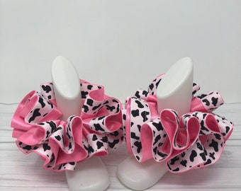 Tobilleros con tutú y estampado de vaca, calcetines con tutú, tobilleros con volantes, calcetines de bautizo, calcetines multicolor