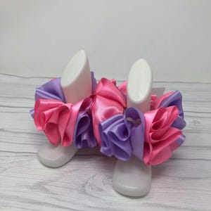 Bubble Gum Pink & Purple Tutu Anklets, Easter Tutu Socks, Ribbon Tutu Anklets, Tutu Socks, Ruffled Anklets, Christening Socks